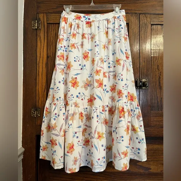 NWT French Connection Floral Drape Tiered Midi Skirt 4