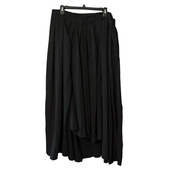 NWT Making the Cut Maxi Skirt Swingy Drapey Pleated Hi-Lo Black Plus Size 2X
