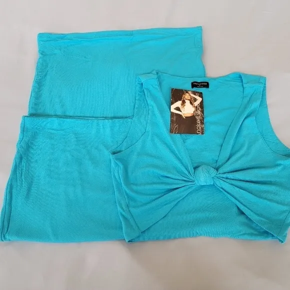 NWT Naked Wardrobe Get Knotty 2pc crop top/midi skirt bodycon sculpting