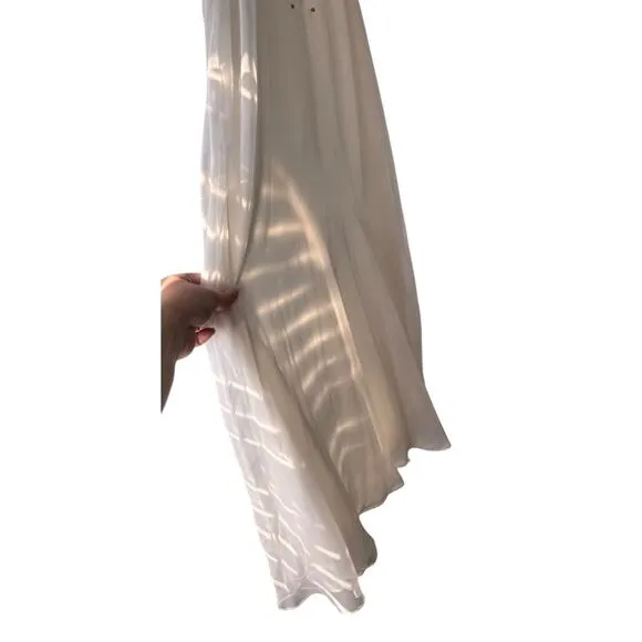 NWT Rachel Zoe Womens White Embellished Sleeveless Halter Midi Shift Dress 10