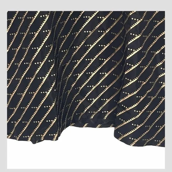 NWT Roberta Roller Rabbit 100% Silk Long Sleeve Shirt Shift Dress Black Gold