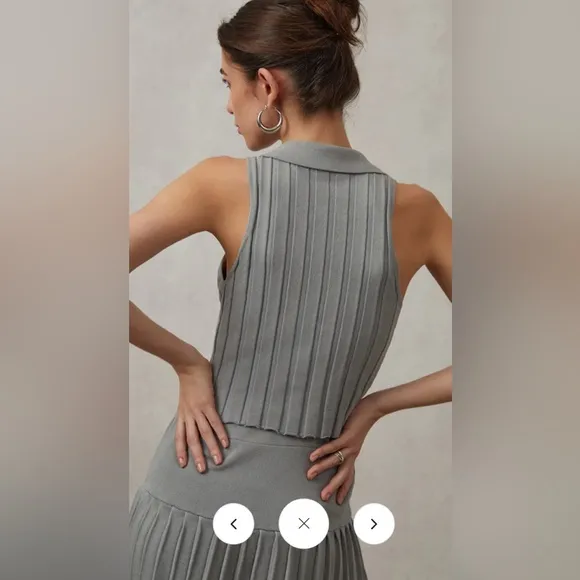 NWT SET SINCERELY JULES Effortlessly Pleated Sleeveless Sweater Vest and Skirt.