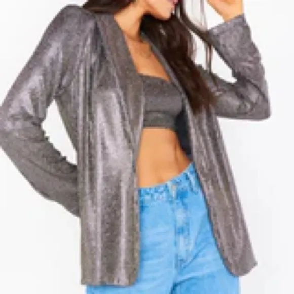 NWT Show Me Your Mumu Sparkly Blazer &amp; Crop Top Set (Felix Blazer ~ Disco Glitz)