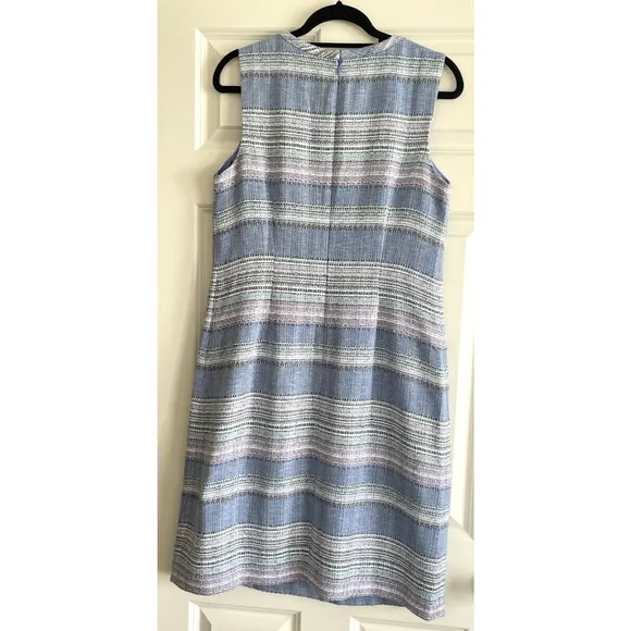 NWT Talbots Tweed Shift Dress Womens Sz 10 Blue Sleeveless Lined Classic