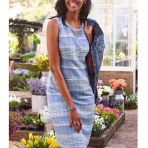 NWT Talbots Tweed Shift Dress Womens Sz 10 Blue Sleeveless Lined Classic