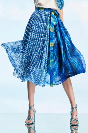 Oceanic Phoenix Pleated Wrap Skirt