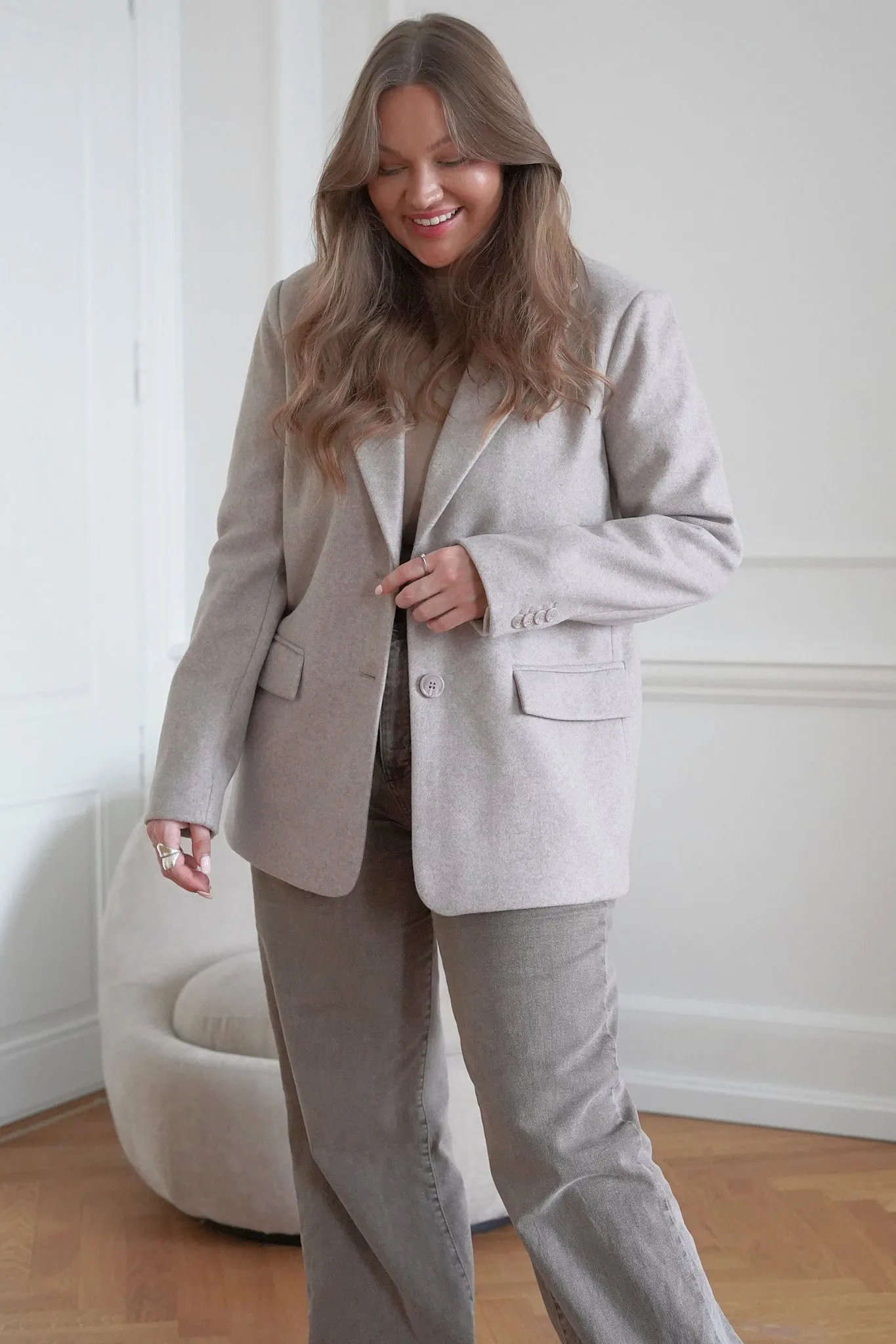ONLEira Wembley Oversized Blazer - Beige Mix