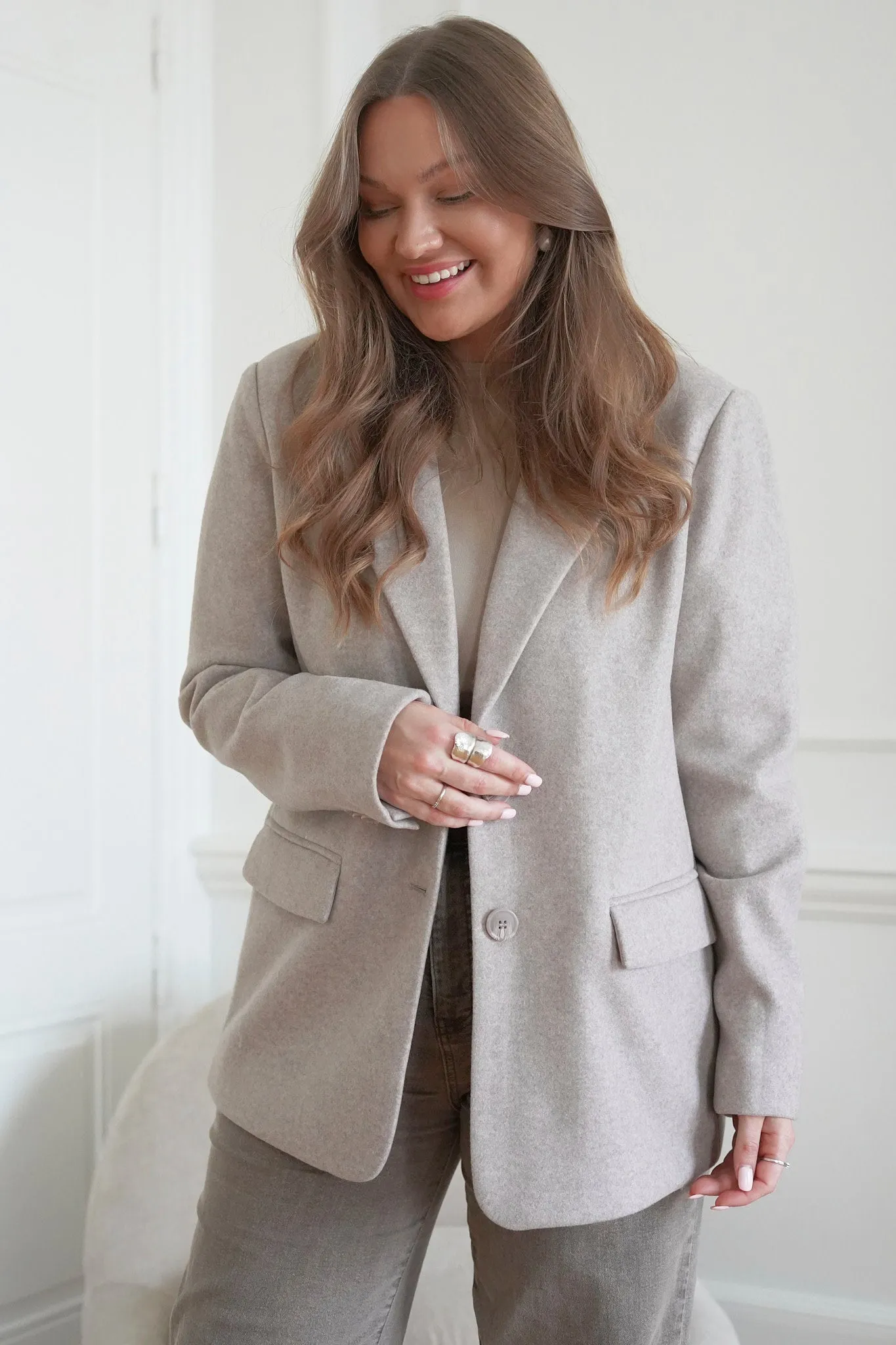 ONLEira Wembley Oversized Blazer - Beige Mix