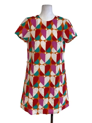 Orange Patterned Shift Dress