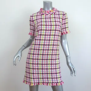 Oscar de la Renta Tweed Mini Shift Dress White/Multi Cotton-Wool Size 2 NEW