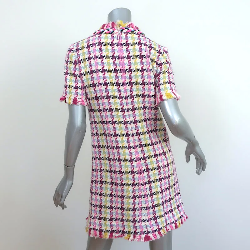 Oscar de la Renta Tweed Mini Shift Dress White/Multi Cotton-Wool Size 2 NEW
