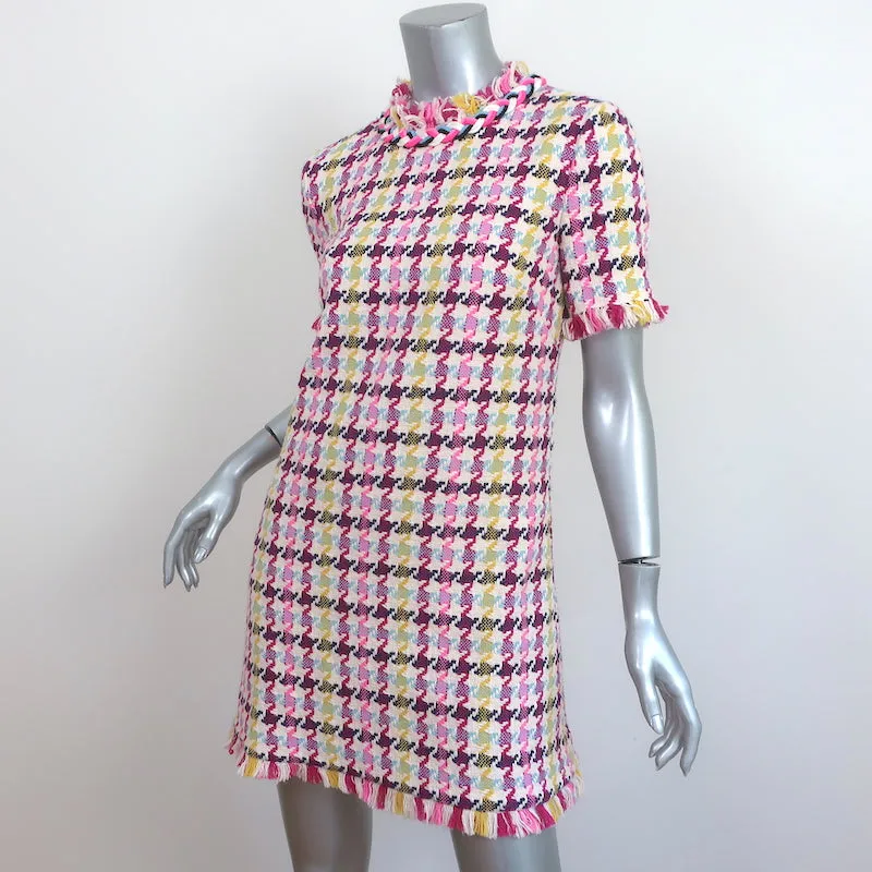 Oscar de la Renta Tweed Mini Shift Dress White/Multi Cotton-Wool Size 2 NEW