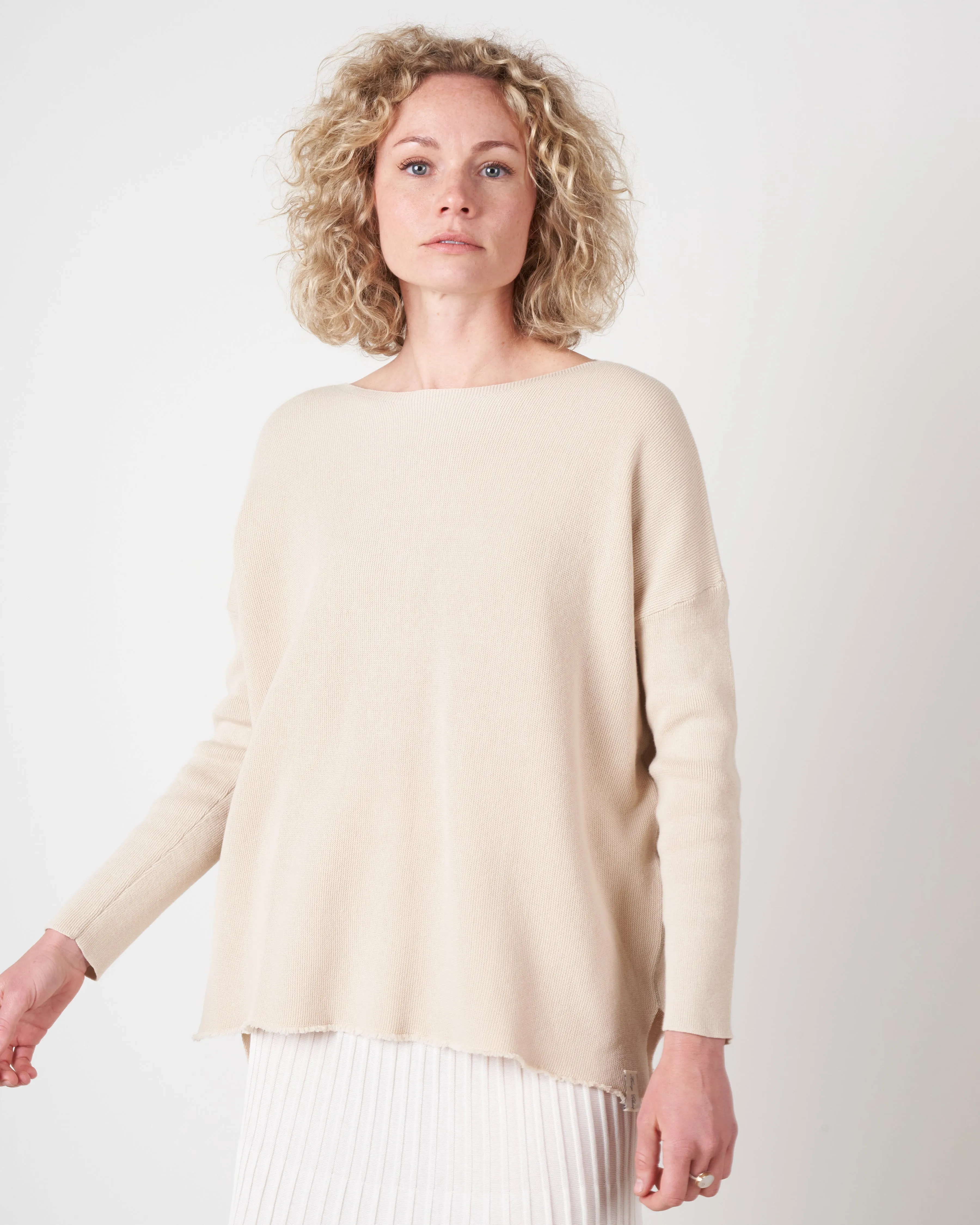 oversized boatneck pullover - fog