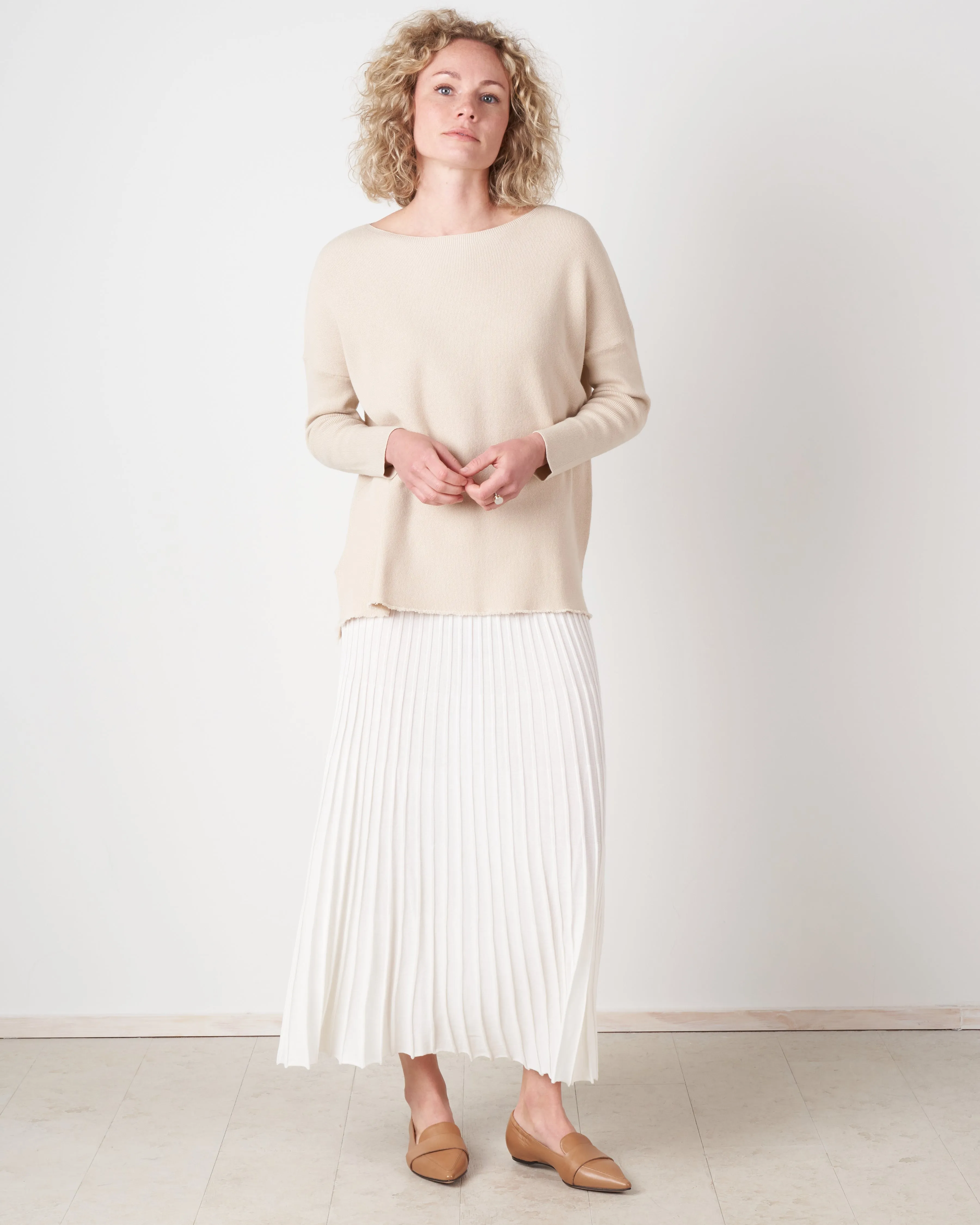 oversized boatneck pullover - fog
