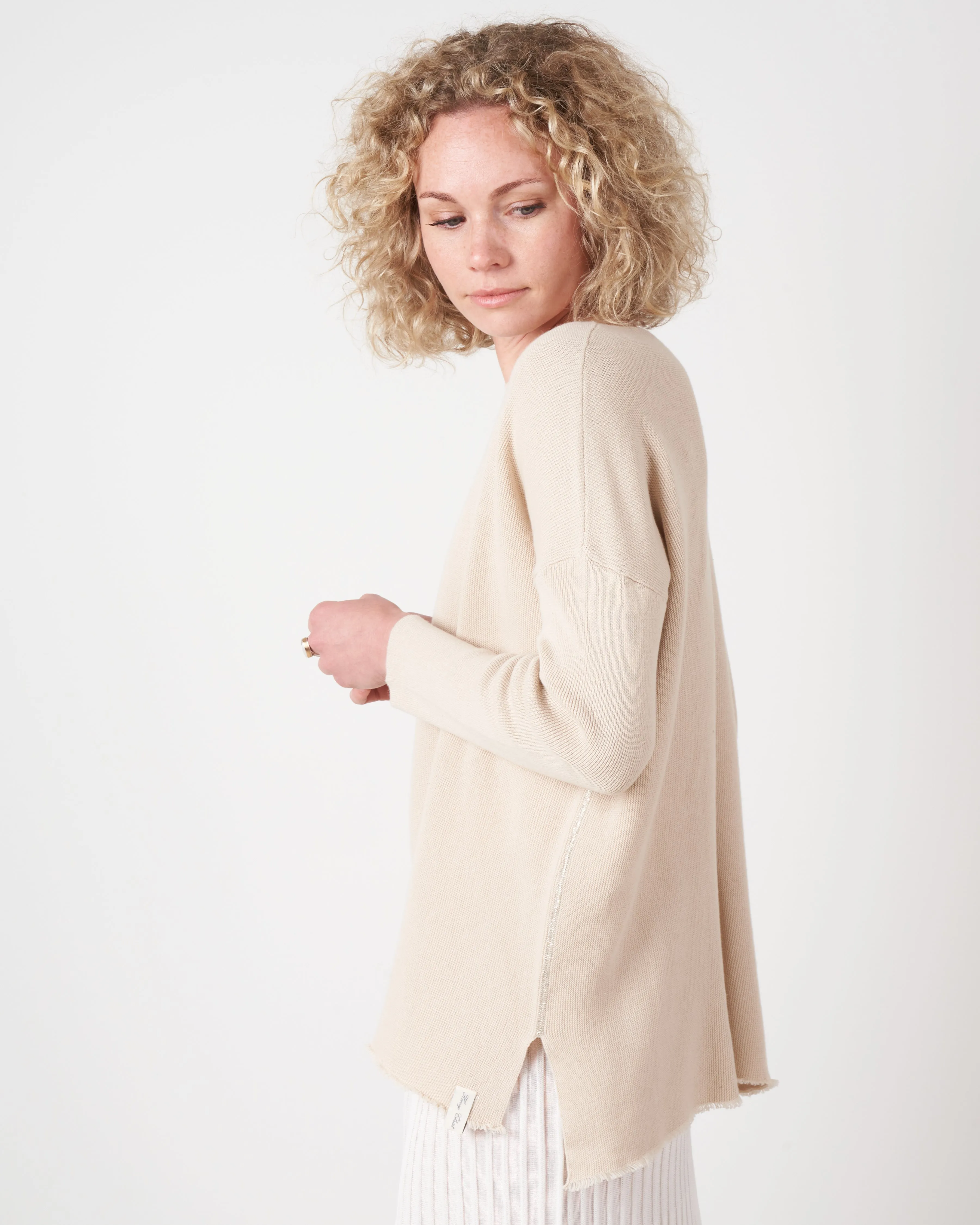 oversized boatneck pullover - fog