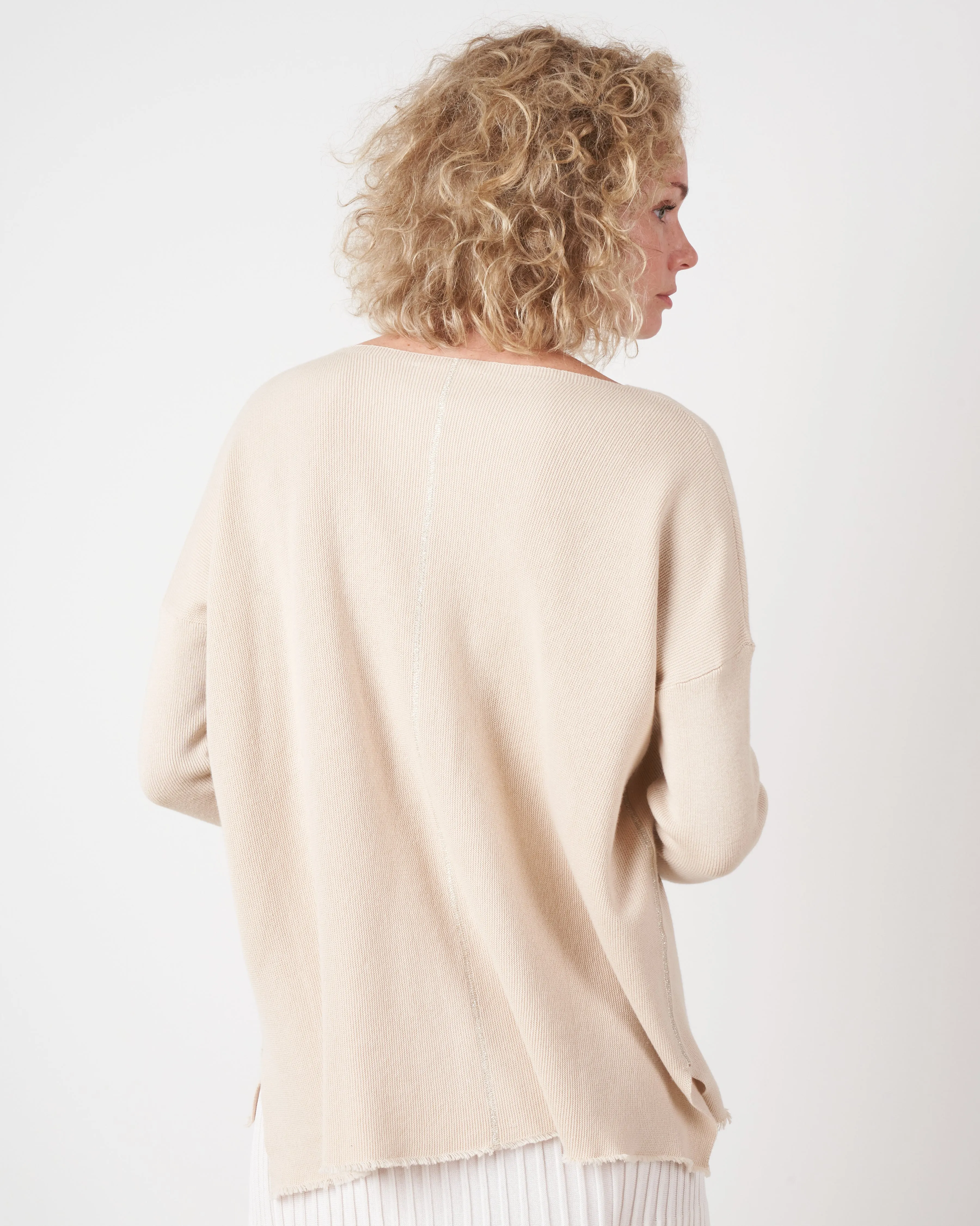 oversized boatneck pullover - fog