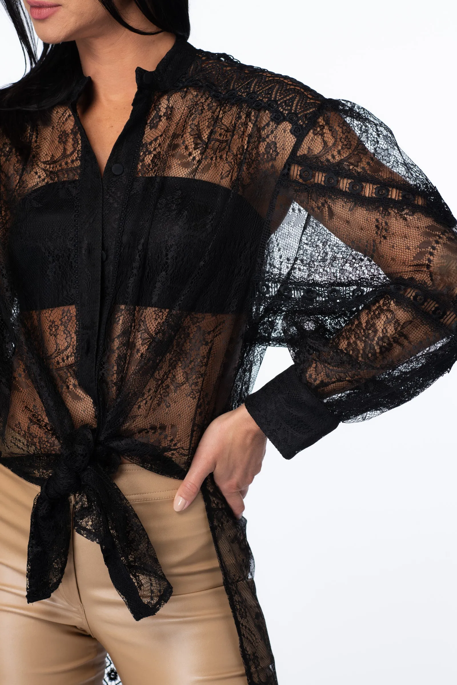 Oversized Button Down Lace Blouse