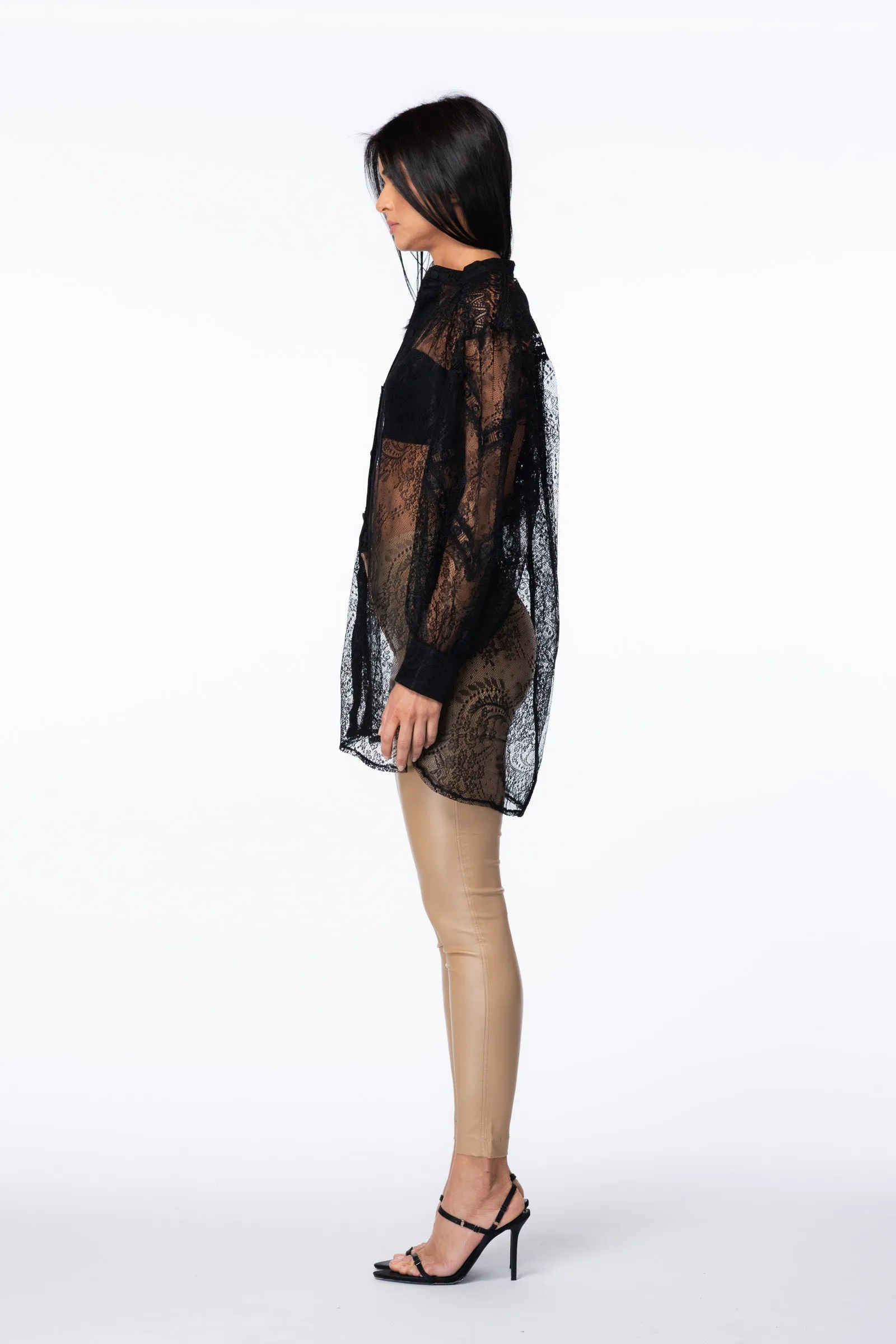 Oversized Button Down Lace Blouse