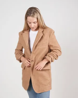 oversized ragged blazer - camel