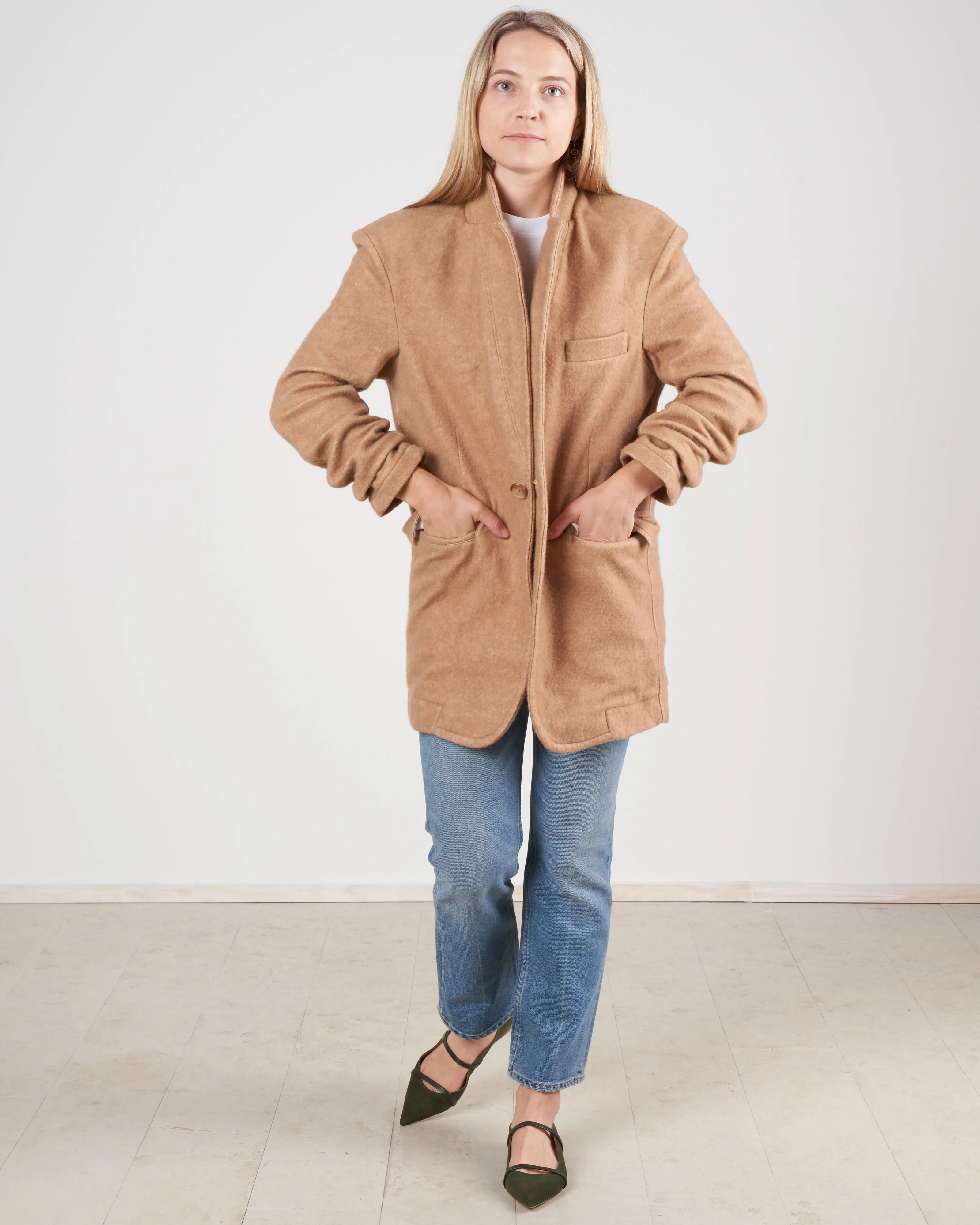 oversized ragged blazer - camel
