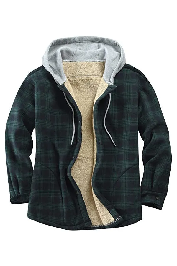 Padded Long Sleeve Flannel Oversized Hooded Jacket