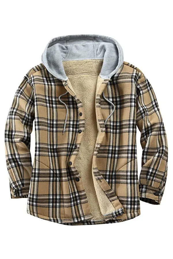 Padded Long Sleeve Flannel Oversized Hooded Jacket