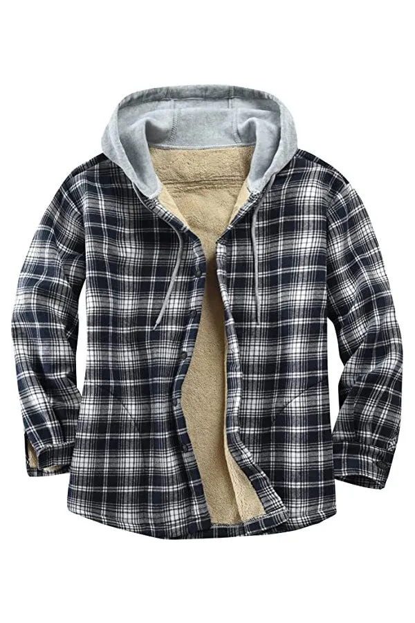 Padded Long Sleeve Flannel Oversized Hooded Jacket