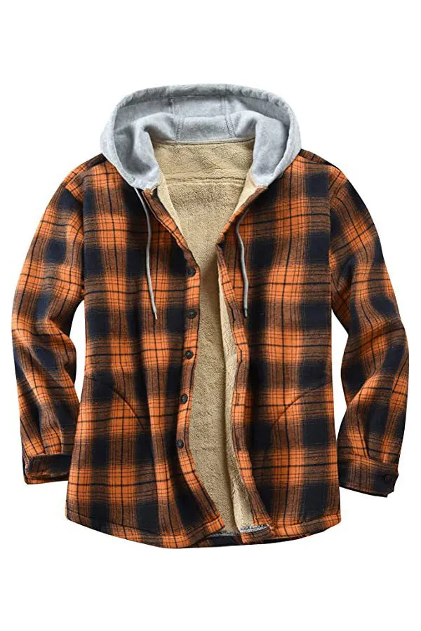 Padded Long Sleeve Flannel Oversized Hooded Jacket