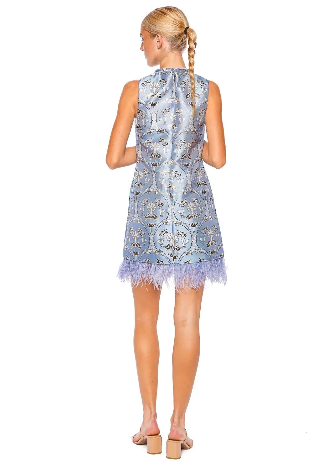 Paige Sleevless Feather Jacquard Mini Dress