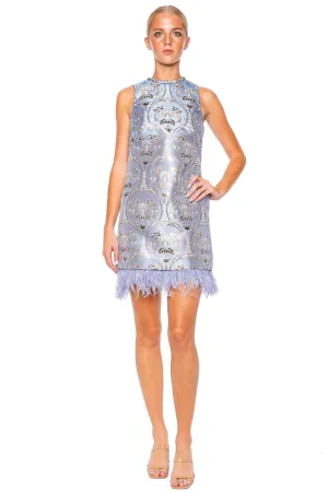 Paige Sleevless Feather Jacquard Mini Dress