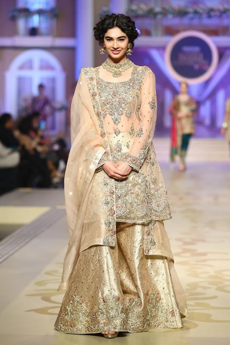 Pakistani Nikah Dress for Girls in Beige Color #Y2016