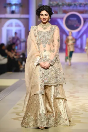 Pakistani Nikah Dress for Girls in Beige Color #Y2016