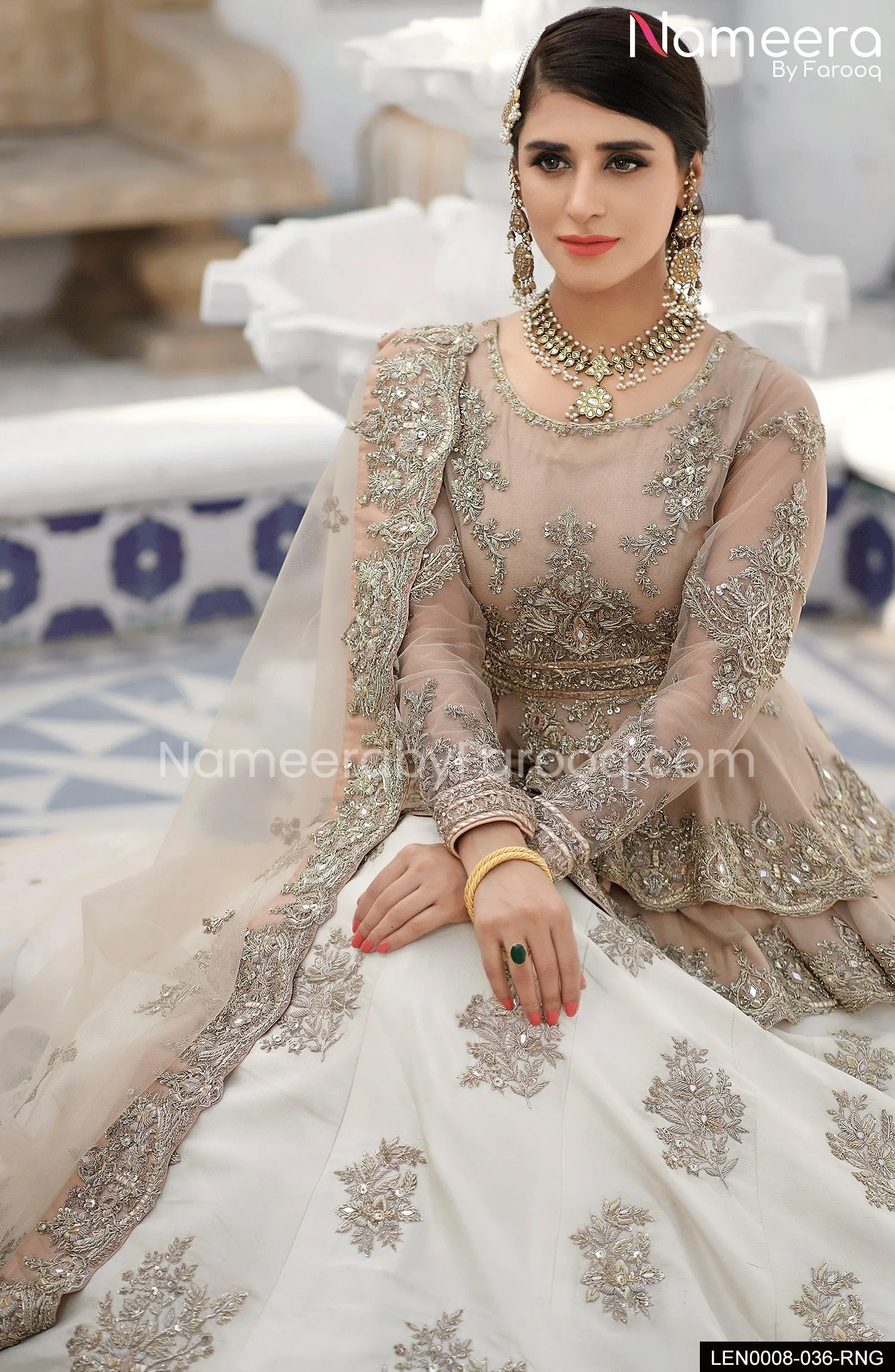 Pakistani Peplum Lehenga Bridal Dress Online #BS558