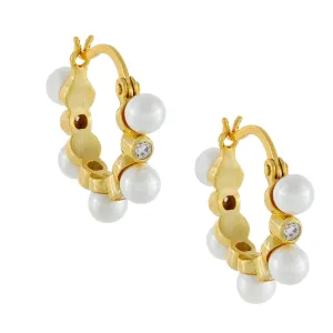 Pearl X Bezel Hoop Earring