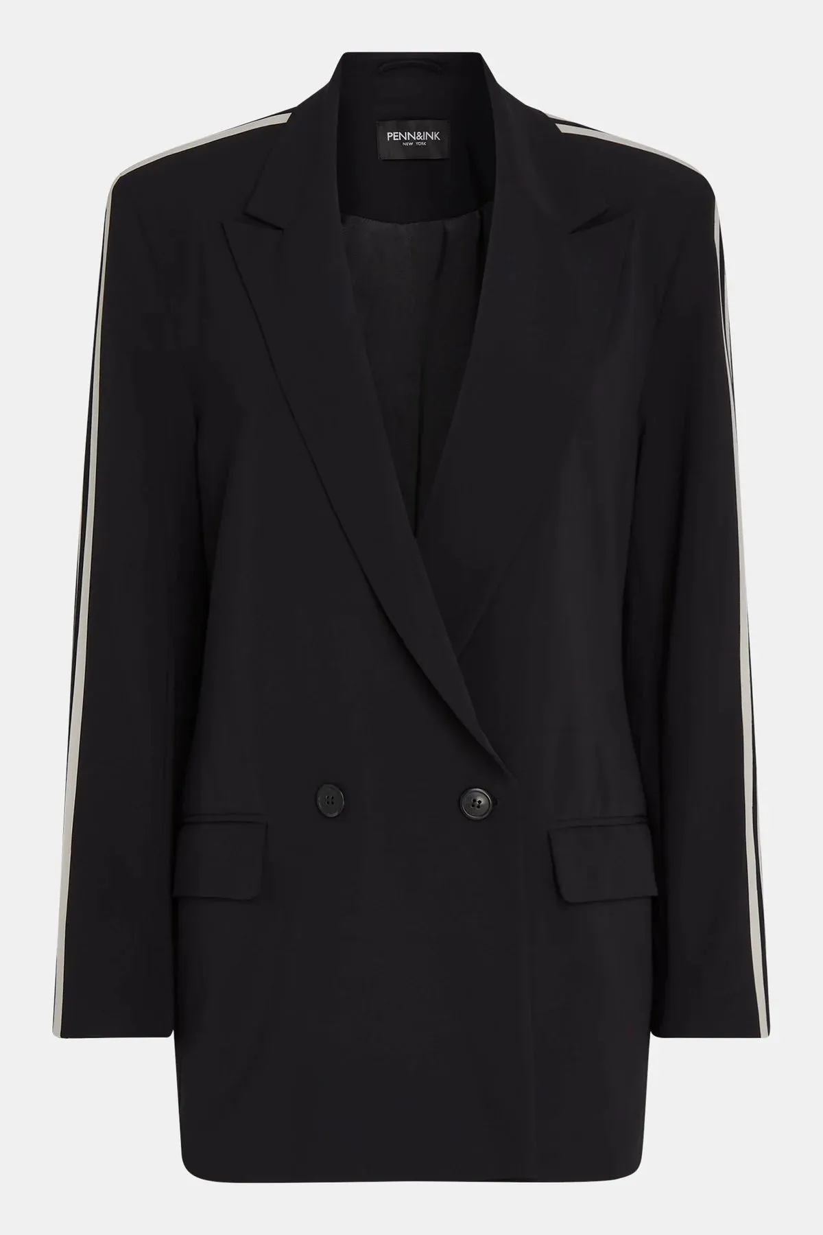 PENN&INK N.Y LOGAN sort oversized dressjakke med hvite striper