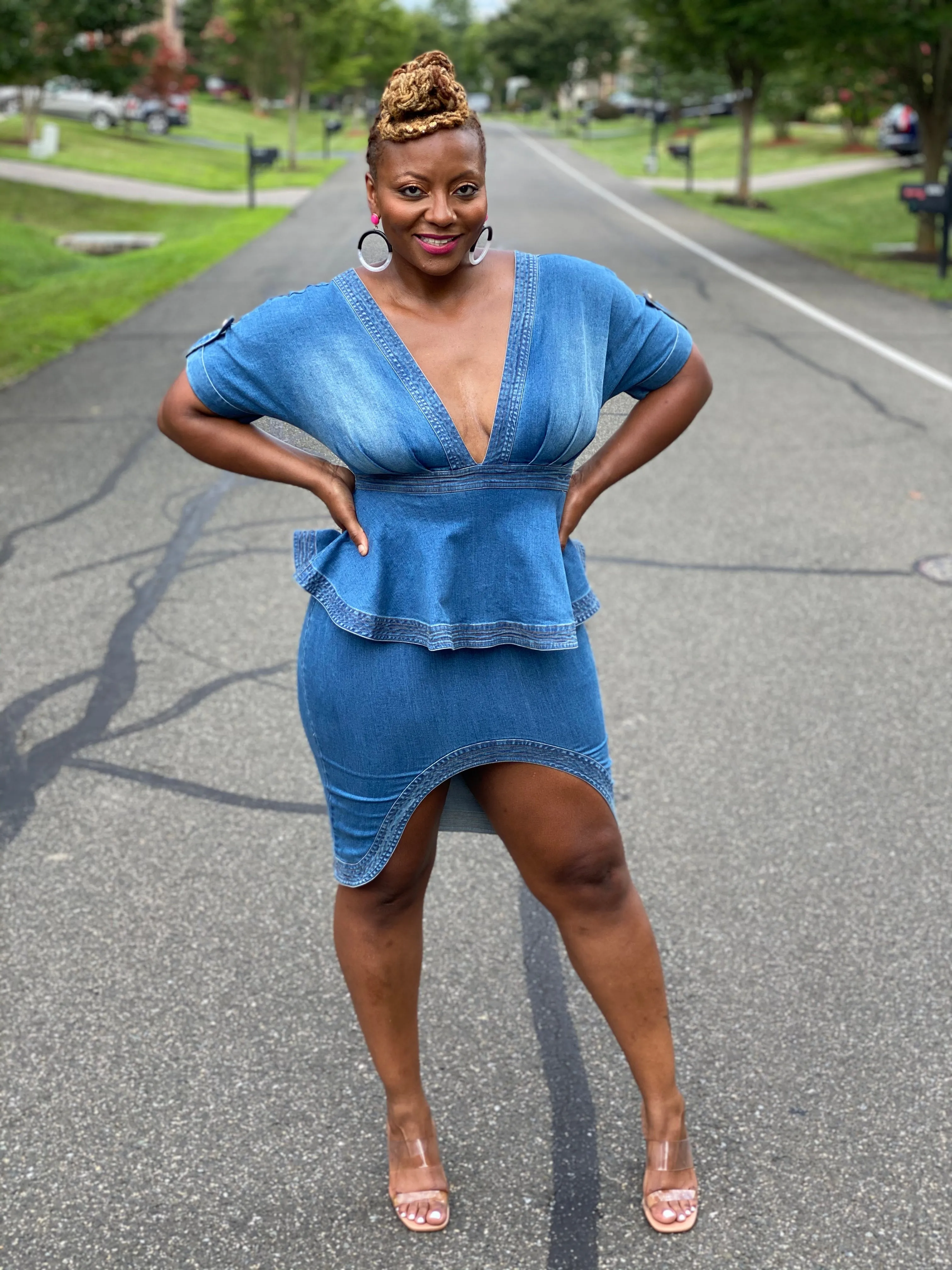 Peplum Denim Dress