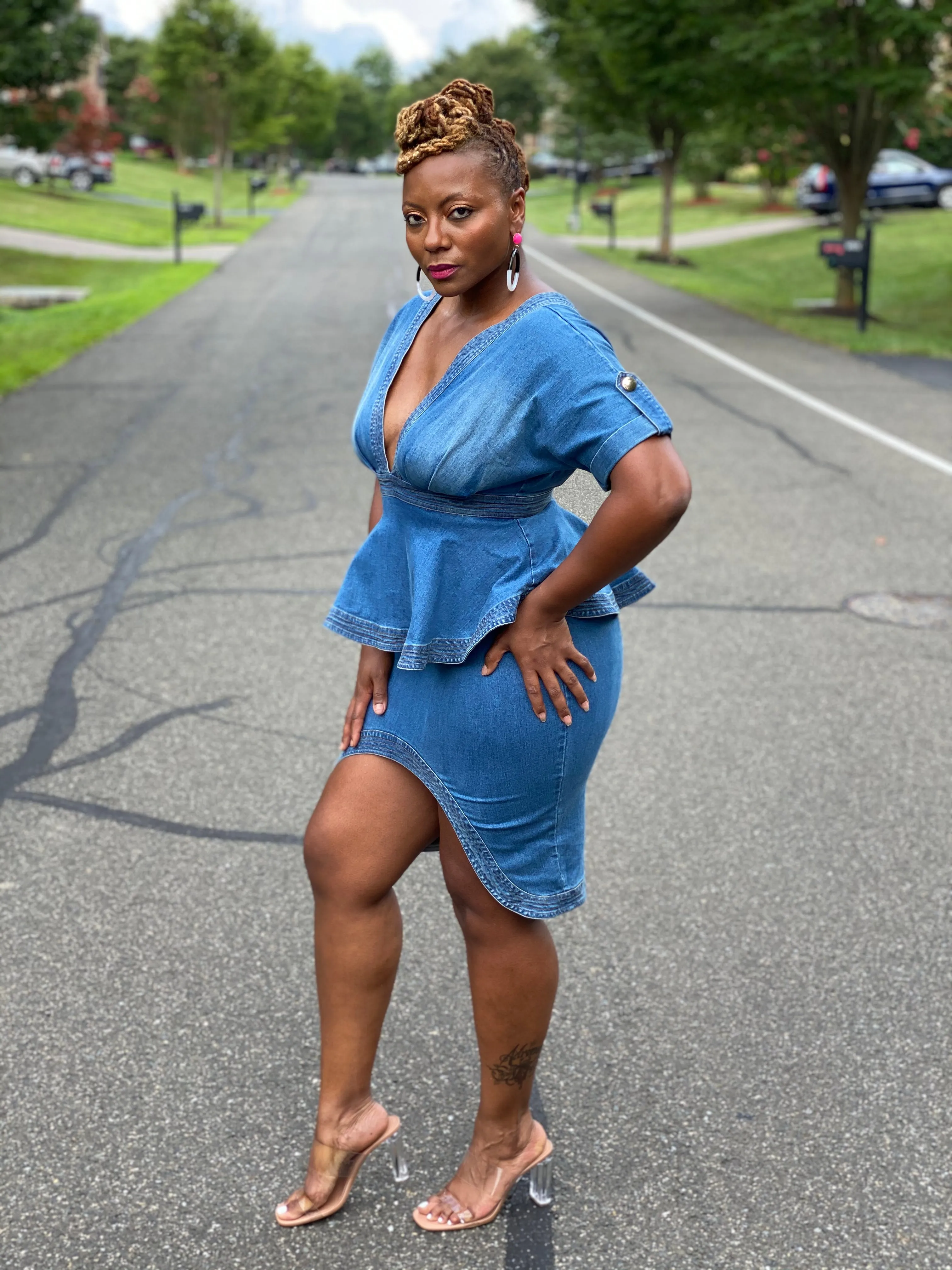Peplum Denim Dress