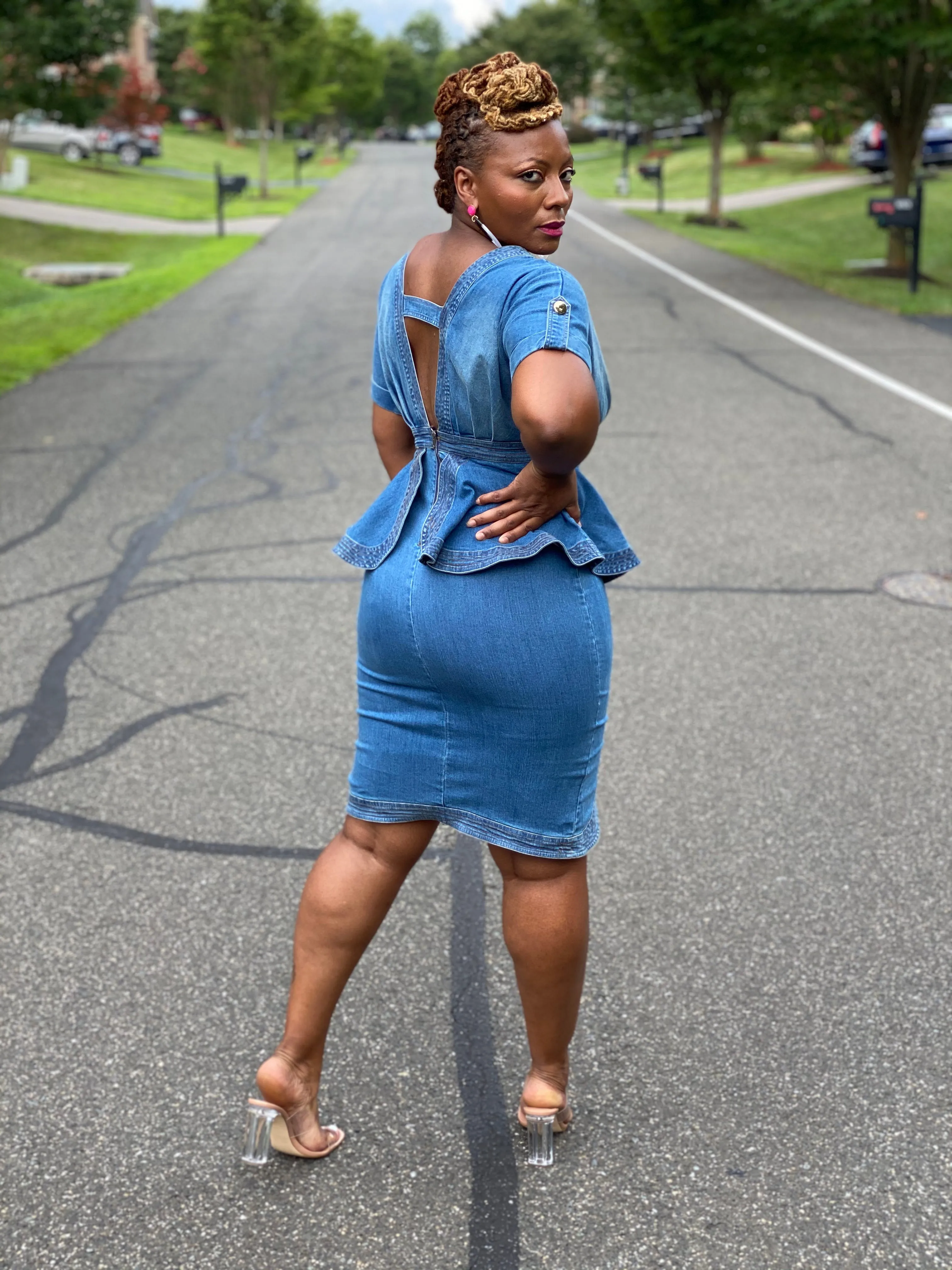 Peplum Denim Dress
