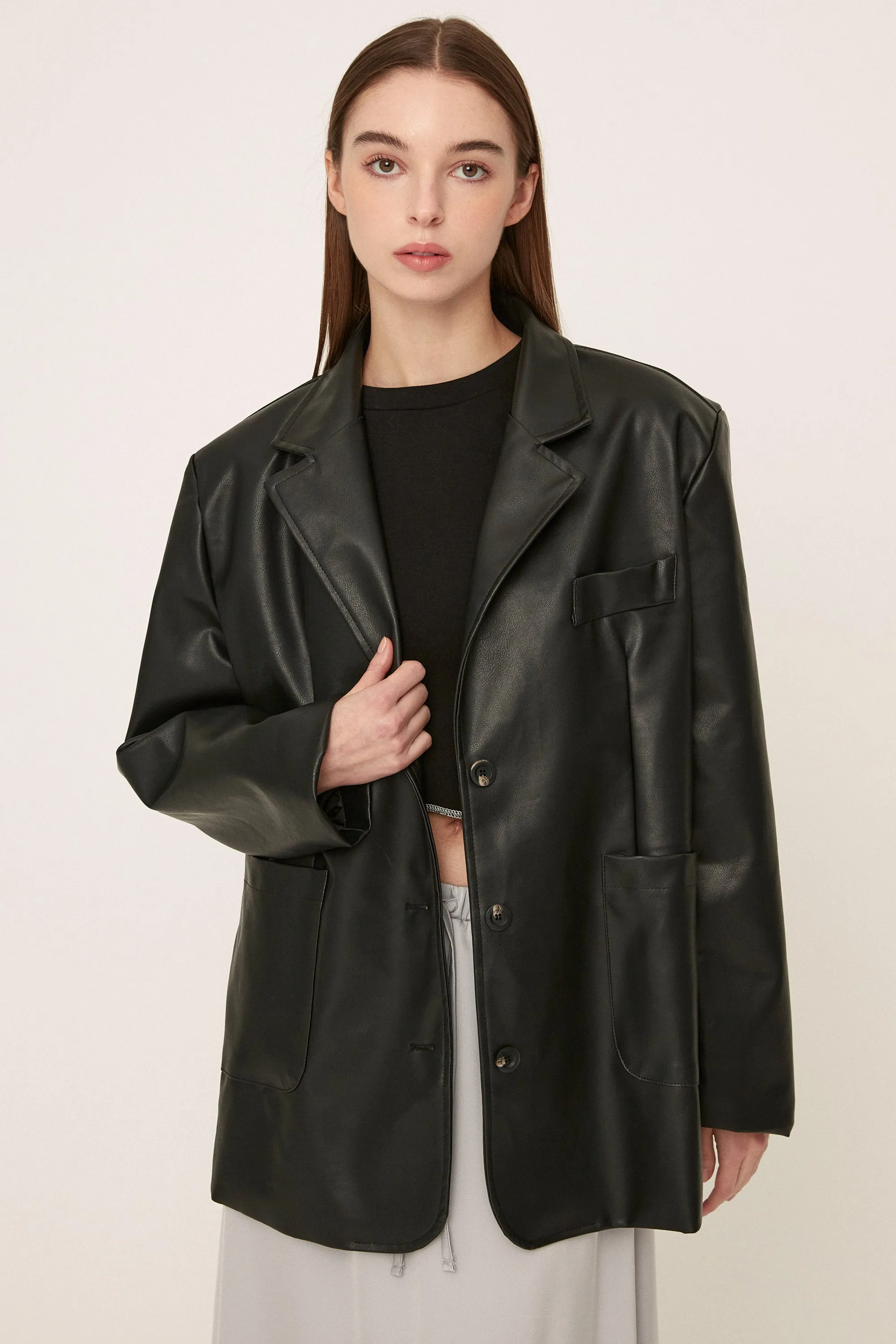 Peyton Pleather Overfit Blazer