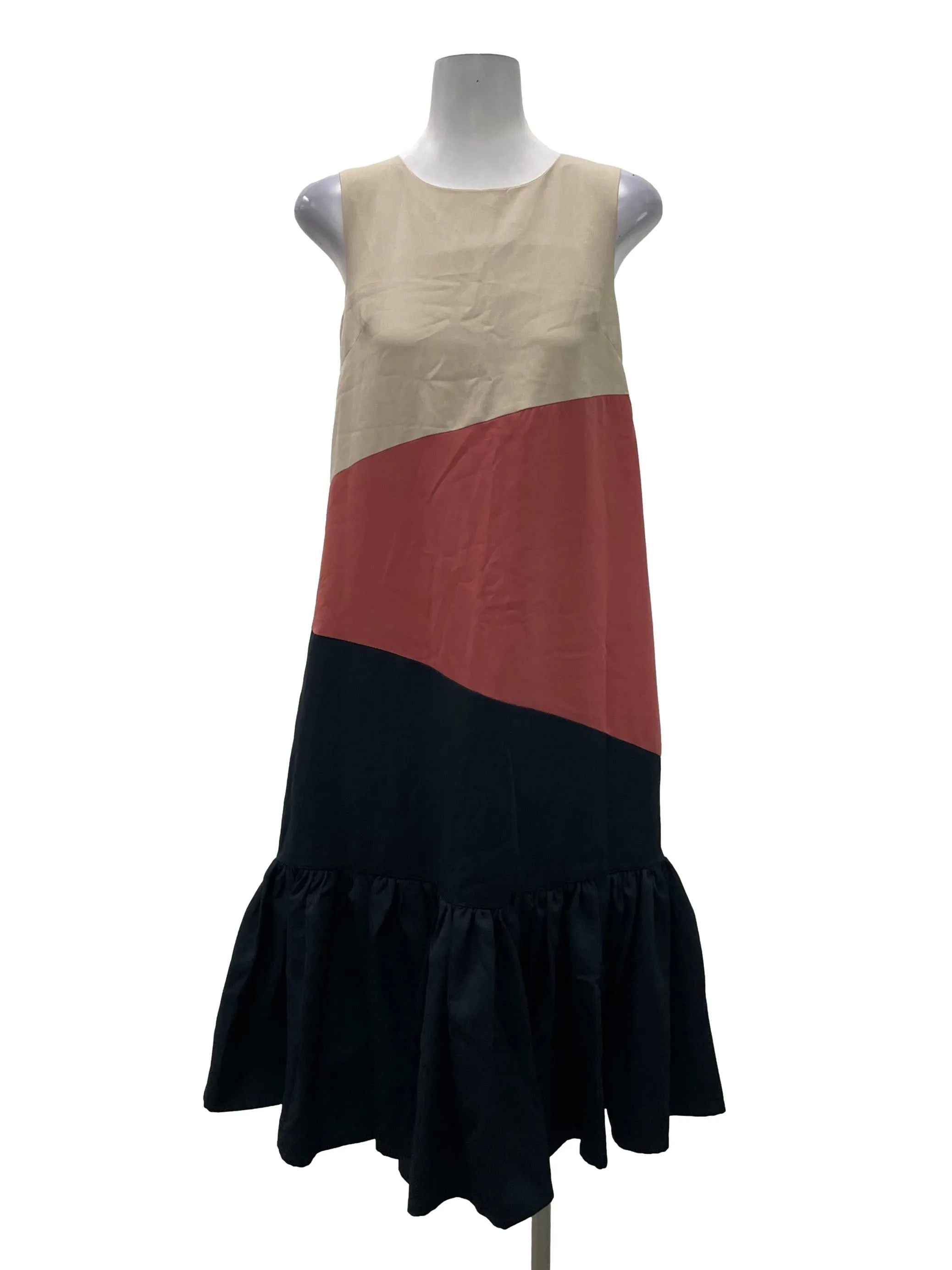 Pink Colourblock Peplum Dress