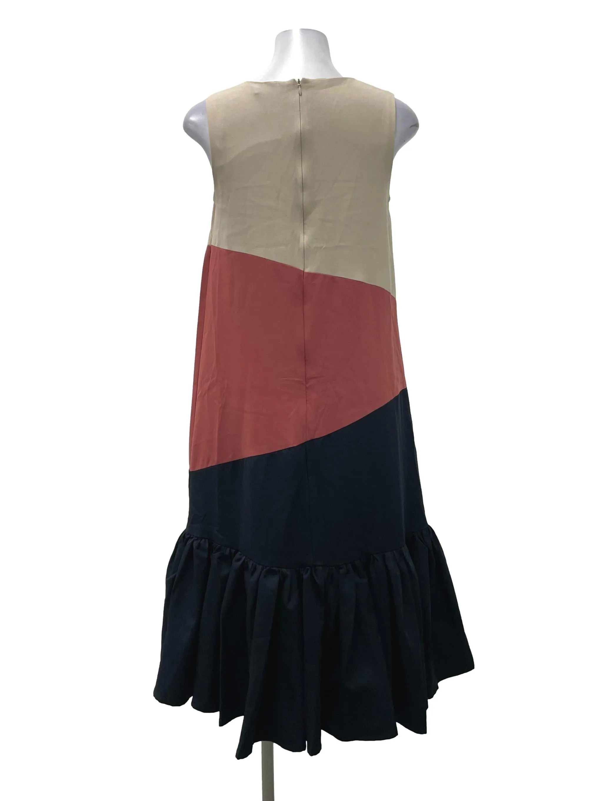 Pink Colourblock Peplum Dress