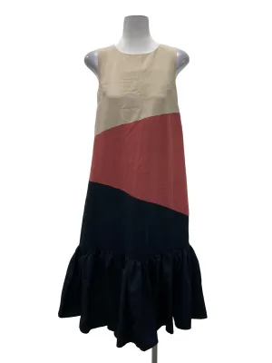 Pink Colourblock Peplum Dress