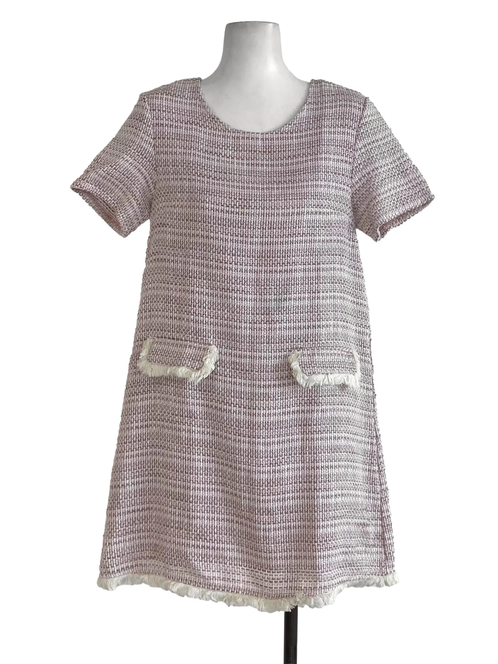 Pink Tweed Shift Dress