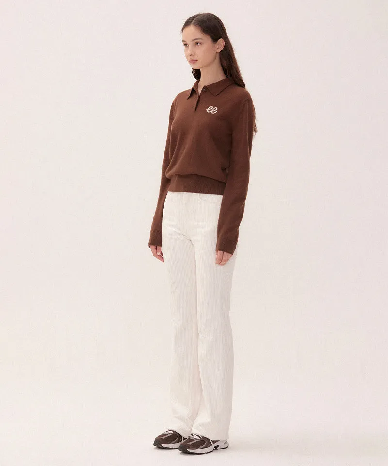 PIV'VEE Corduroy Bootcut Pants - Cloud White