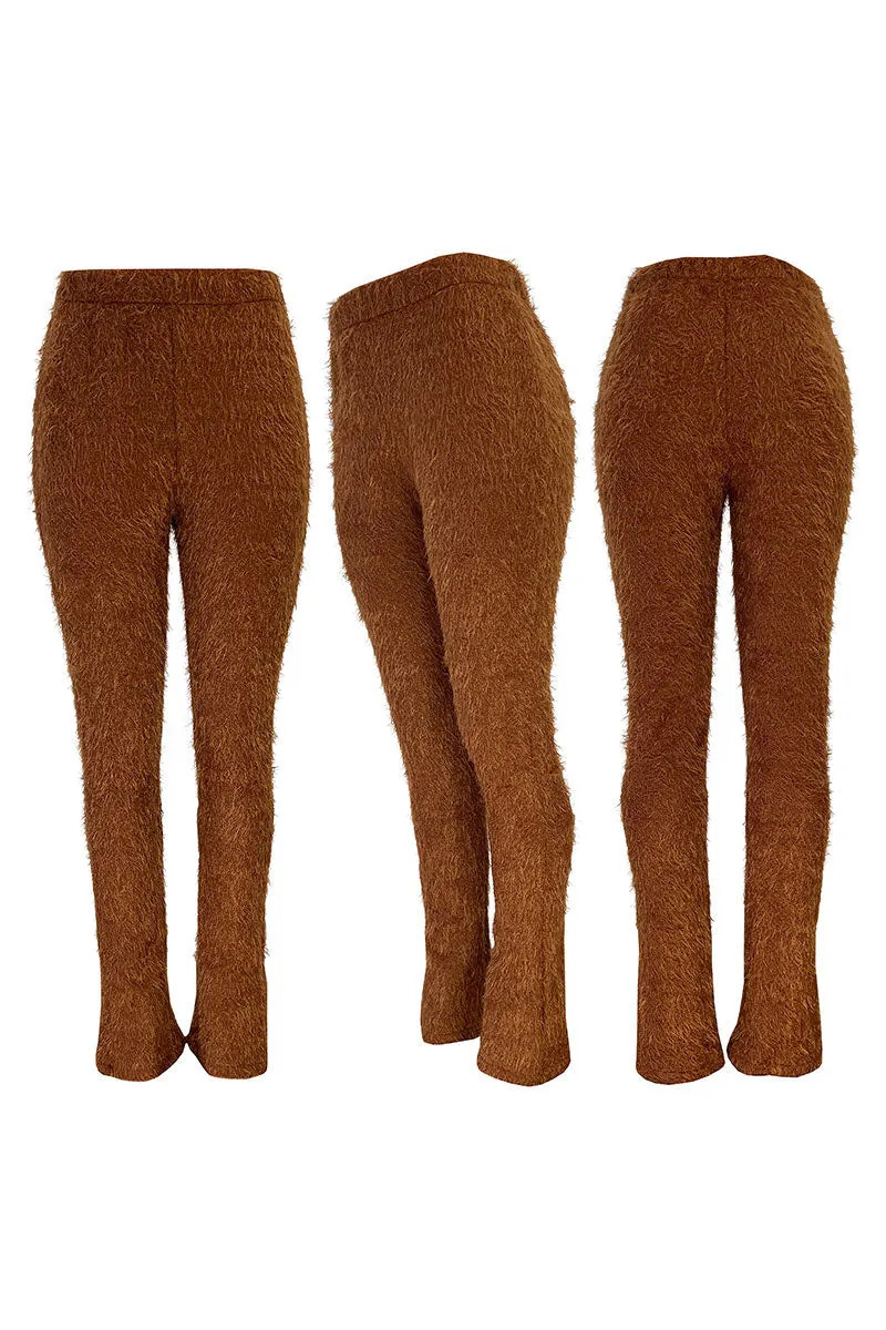 PJ0513 Fuzzy Knitted Long Pants