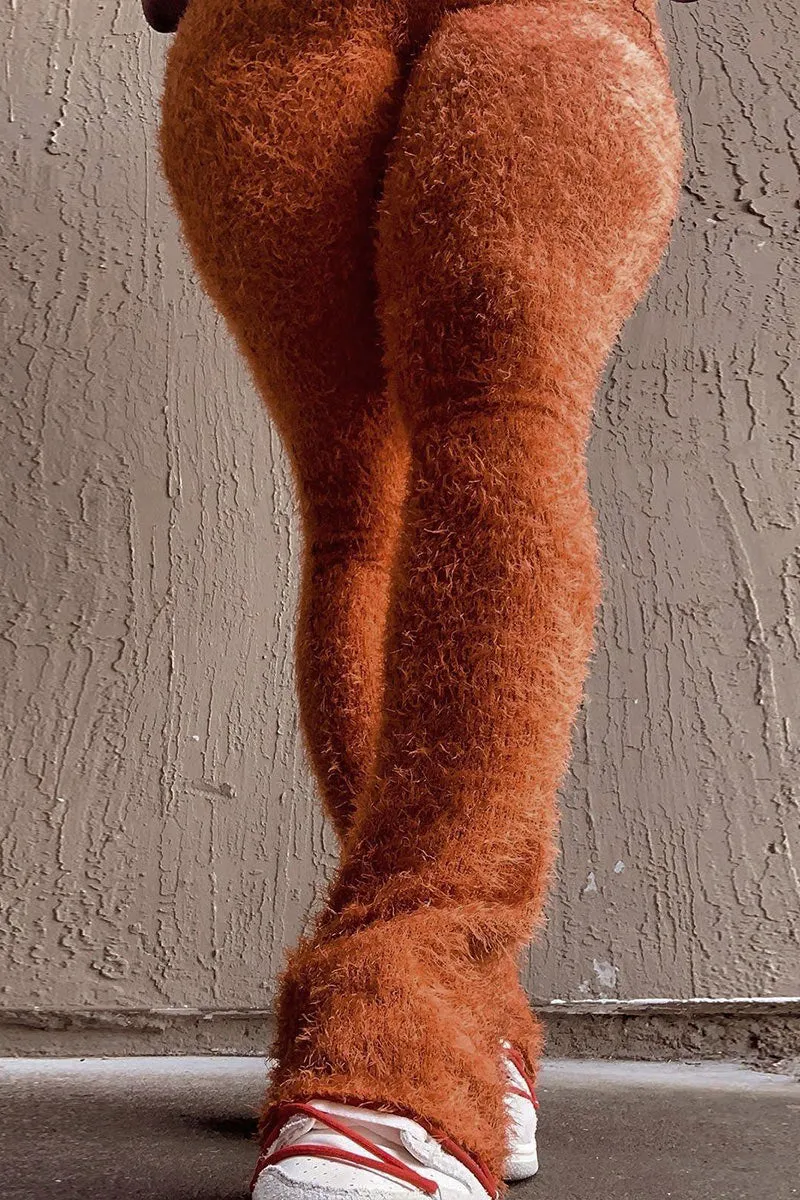 PJ0513 Fuzzy Knitted Long Pants