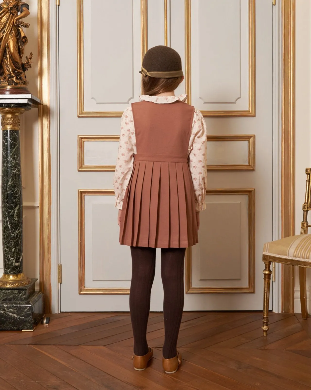 Pleated Dress, Caramel Brown