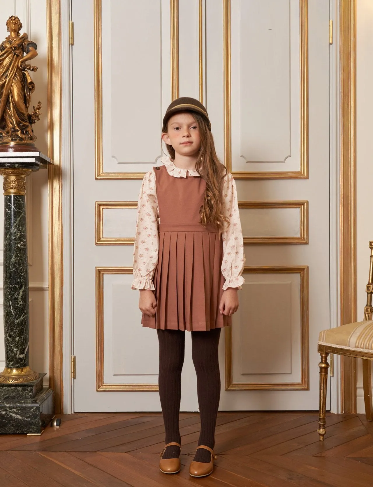 Pleated Dress, Caramel Brown