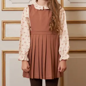 Pleated Dress, Caramel Brown