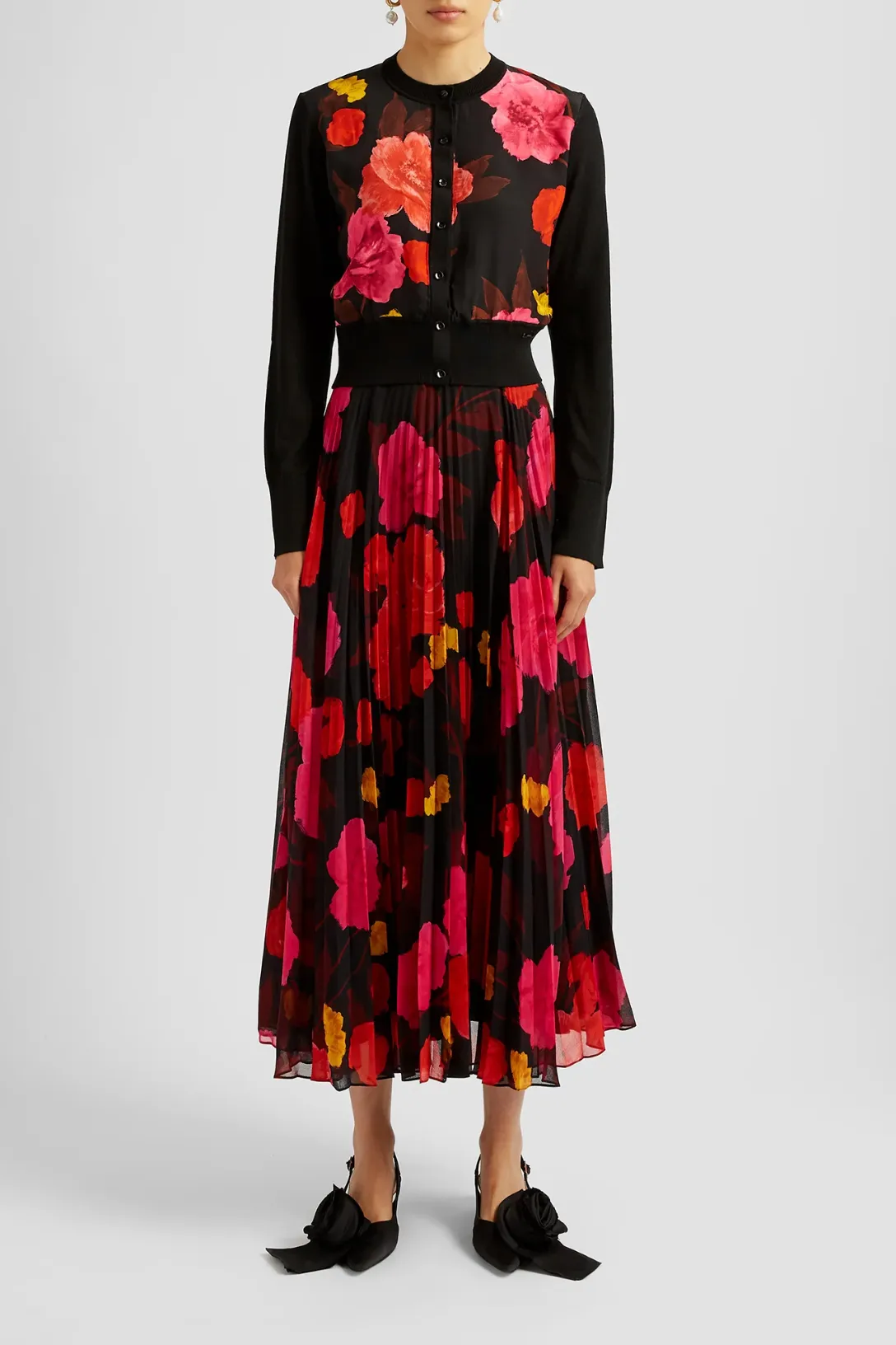 Pleated Midi Skirt | Black